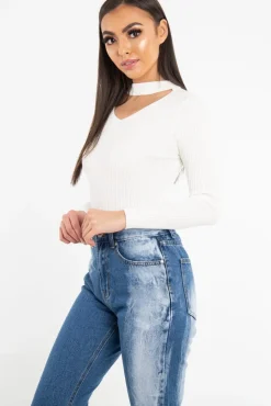 Rebellious Fashion Mid Blue Acid Wash Straight Leg Denim Jeans - Eleina