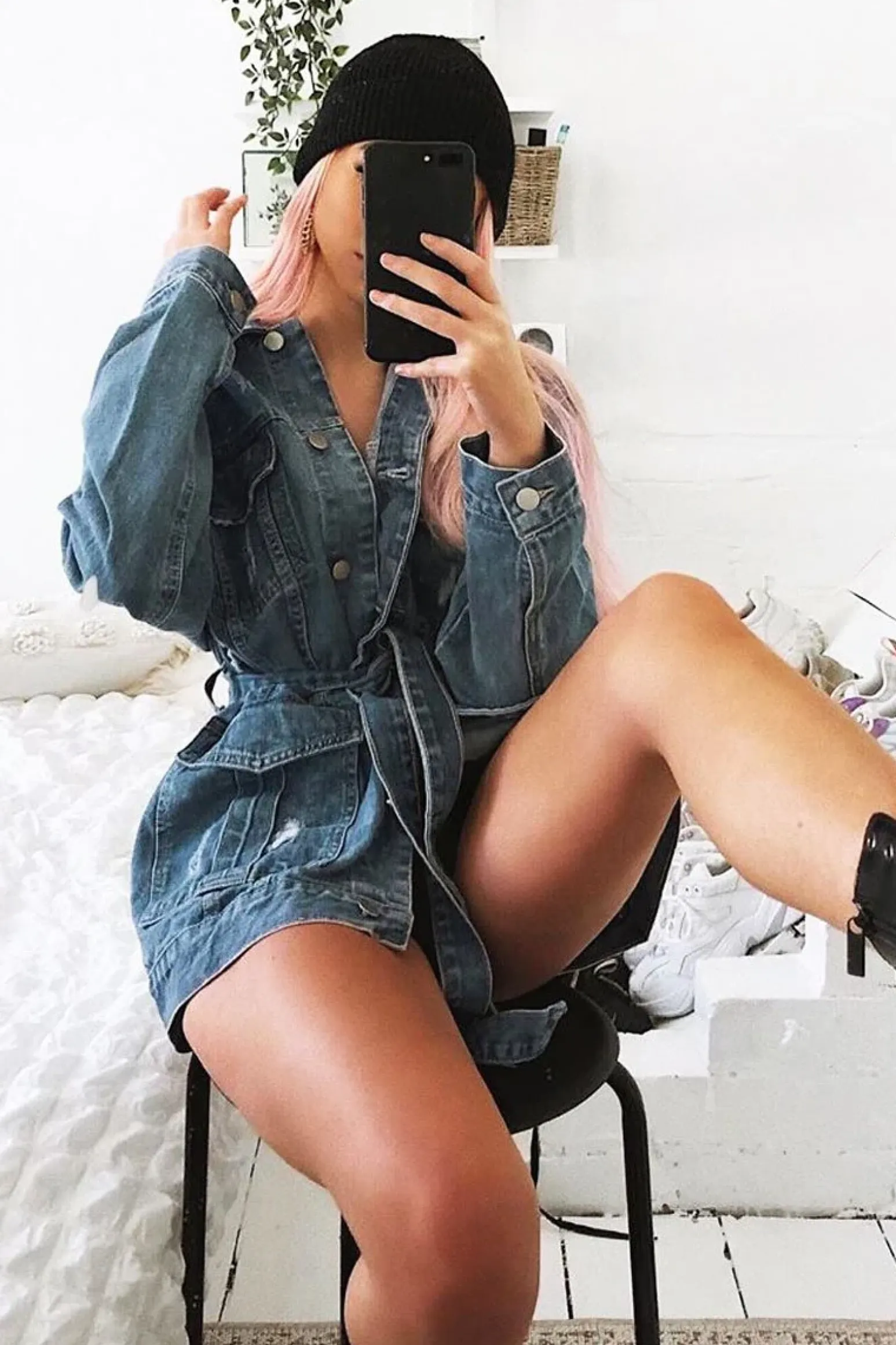 Rebellious Fashion Mid Blue Distressed Belted Jacket - Camilla