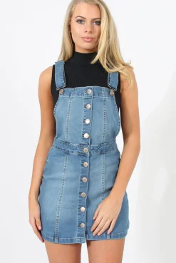Rebellious Fashion Mid Blue Dungarees Dress - Sunni