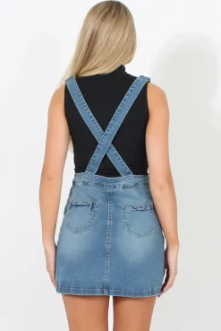 Rebellious Fashion Mid Blue Dungarees Dress - Sunni