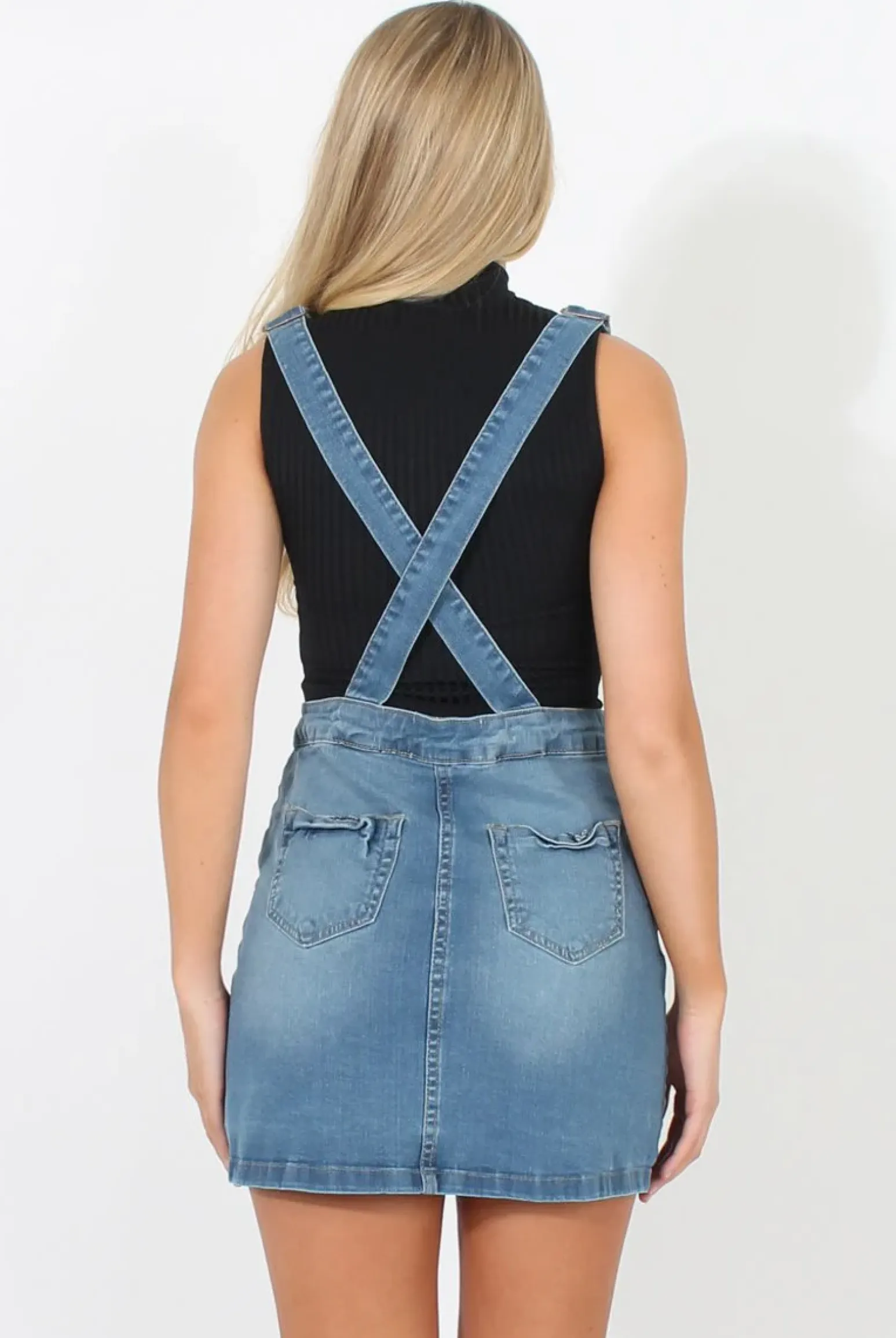 Rebellious Fashion Mid Blue Dungarees Dress - Sunni
