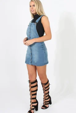 Rebellious Fashion Mid Blue Dungarees Dress - Sunni