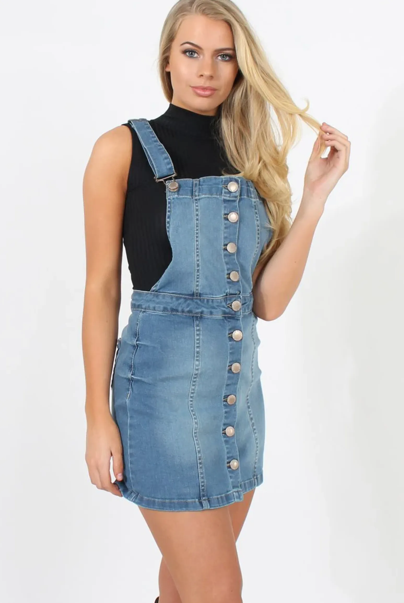 Rebellious Fashion Mid Blue Dungarees Dress - Sunni