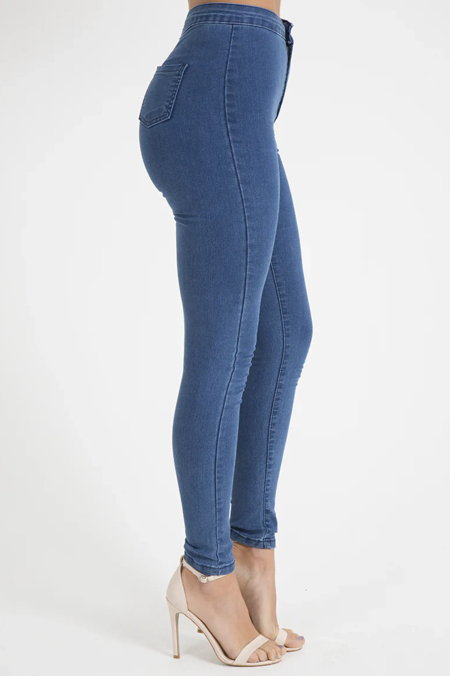 Rebellious Fashion Mid Blue High Waisted Skinny Jeans - Taylor