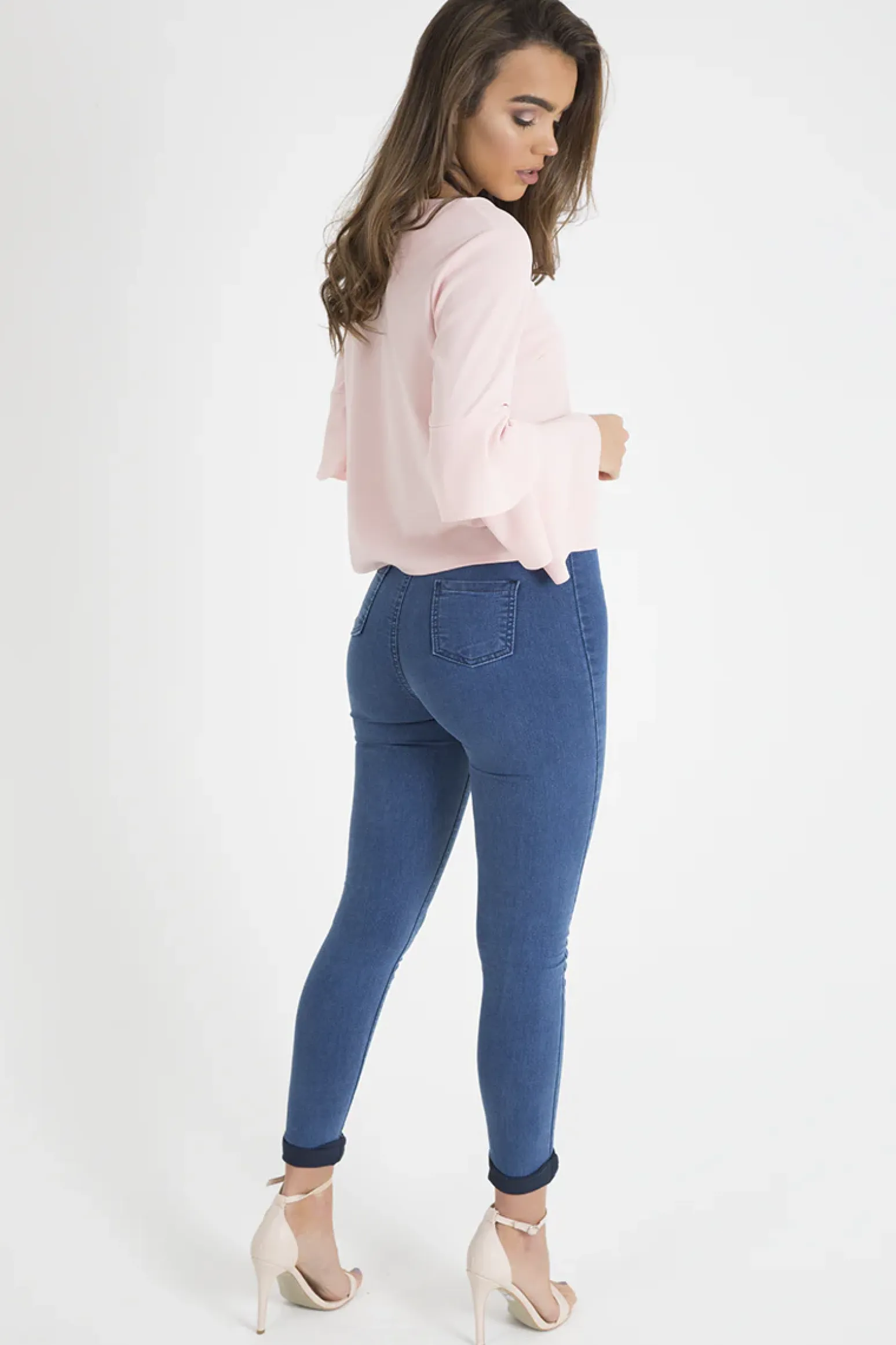 Rebellious Fashion Mid Blue High Waisted Skinny Jeans - Taylor
