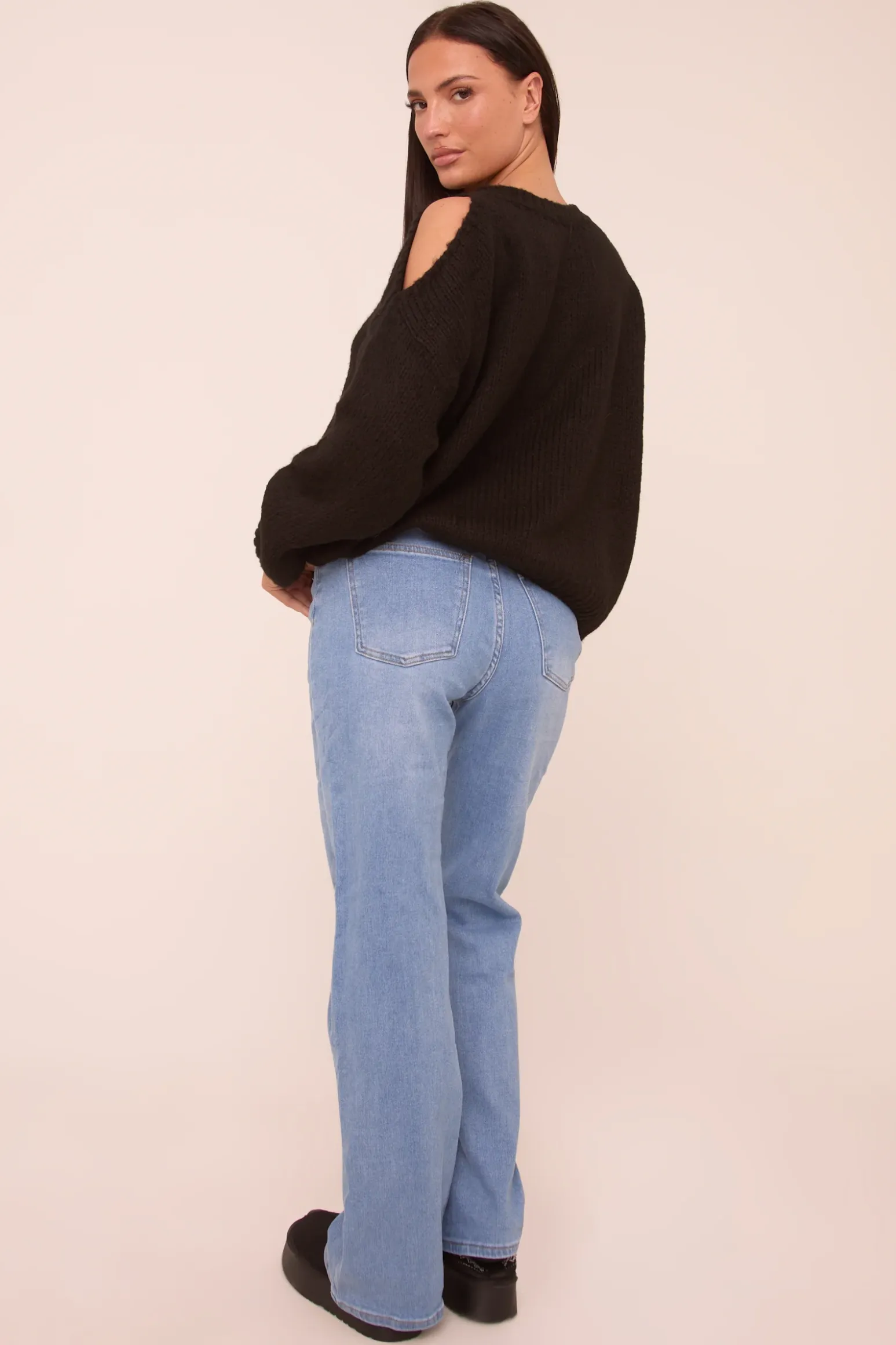 Rebellious Fashion Mid Blue Mid Waist Straight Leg Denim Jeans - Maureena