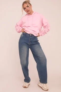 Rebellious Fashion Mid Blue Stretch Balloon Leg Jeans - Lara