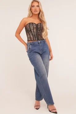Rebellious Fashion Mid Blue Stretch Balloon Leg Jeans - Lara