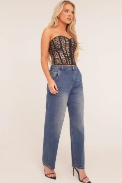 Rebellious Fashion Mid Blue Stretch Balloon Leg Jeans - Lara