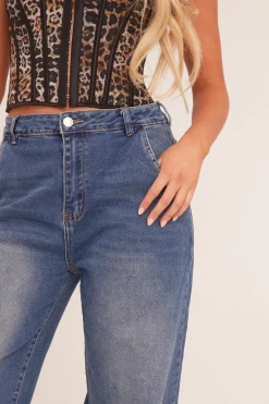 Rebellious Fashion Mid Blue Stretch Balloon Leg Jeans - Lara