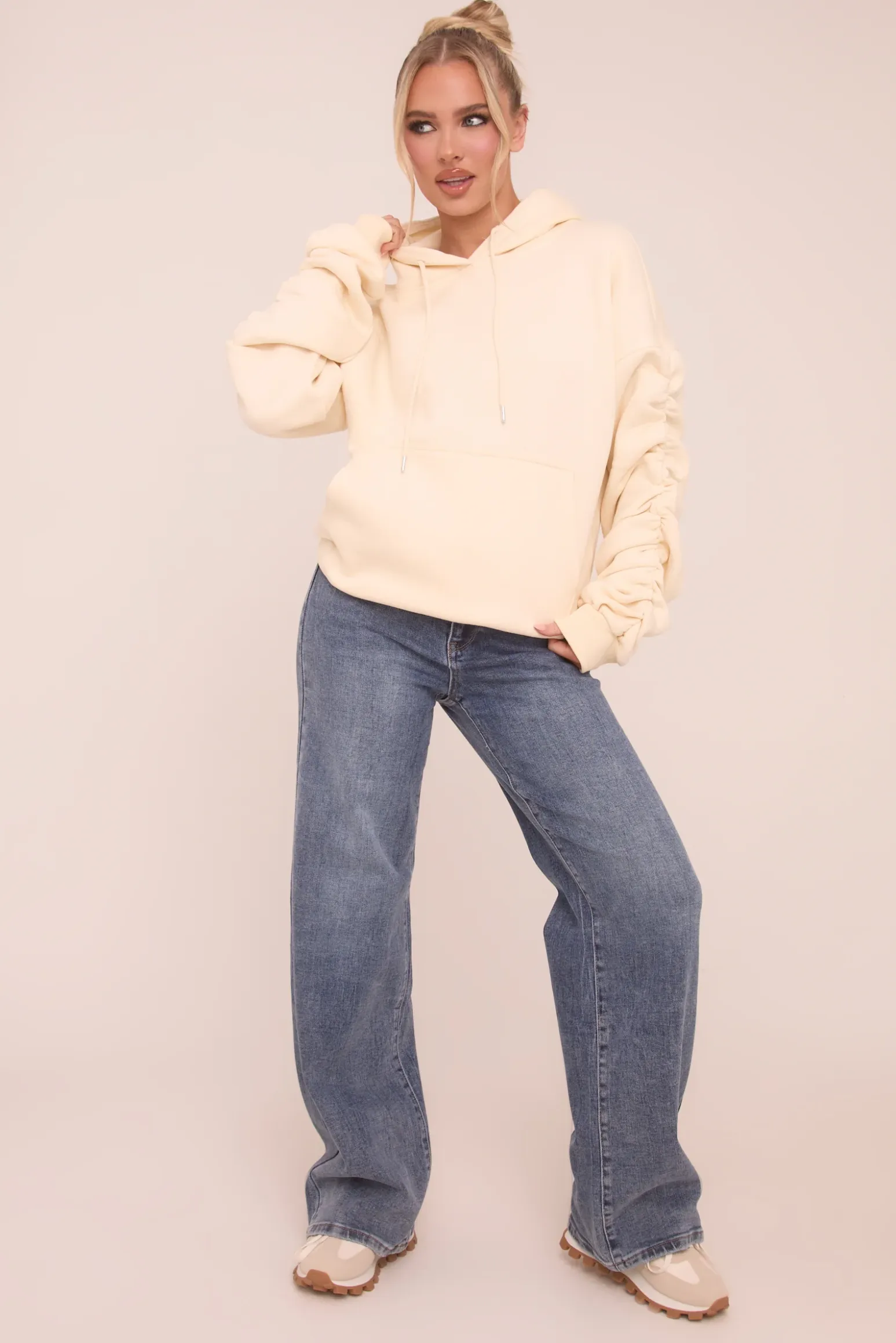 Rebellious Fashion Mid Blue Stretch High Waist Wide Leg Jeans - Avalon
