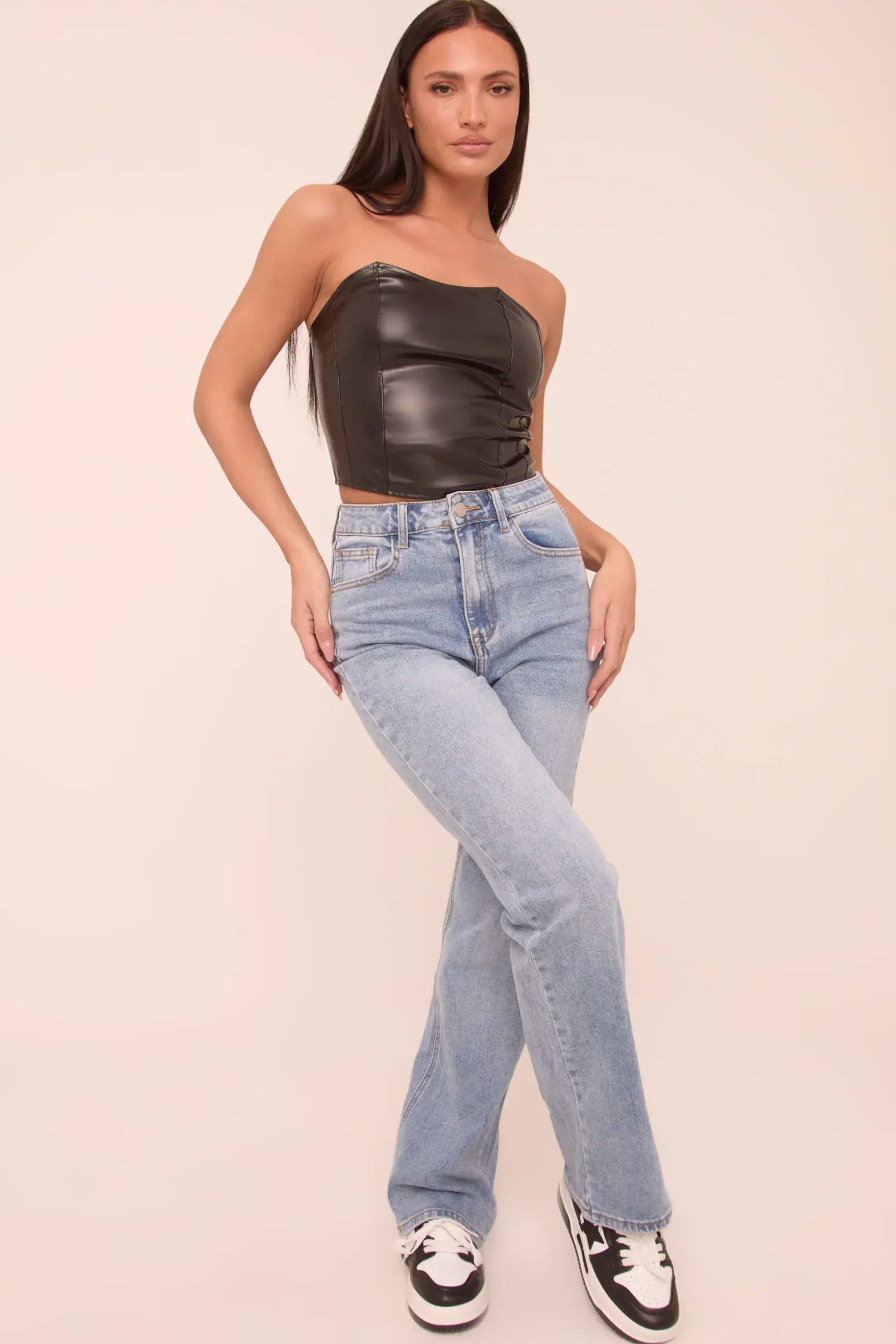 Rebellious Fashion Mid Blue Stretch Mid Waist Straight Leg Denim Jeans - Phoenix