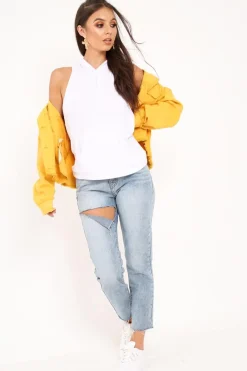 Rebellious Fashion Mid Wash Blue Ripped Leg Straight Leg Jeans - Iviana