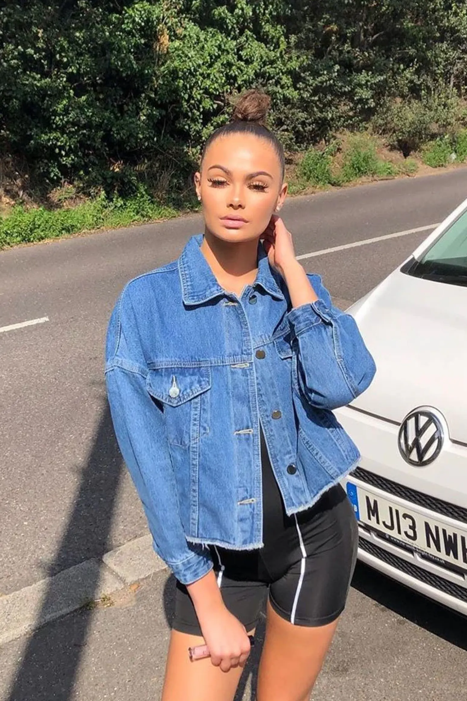 Rebellious Fashion Mid Wash Crop Denim Jacket - Austen
