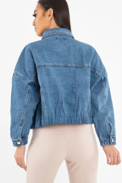 Rebellious Fashion Mid Wash Crop Denim Jacket - Austen