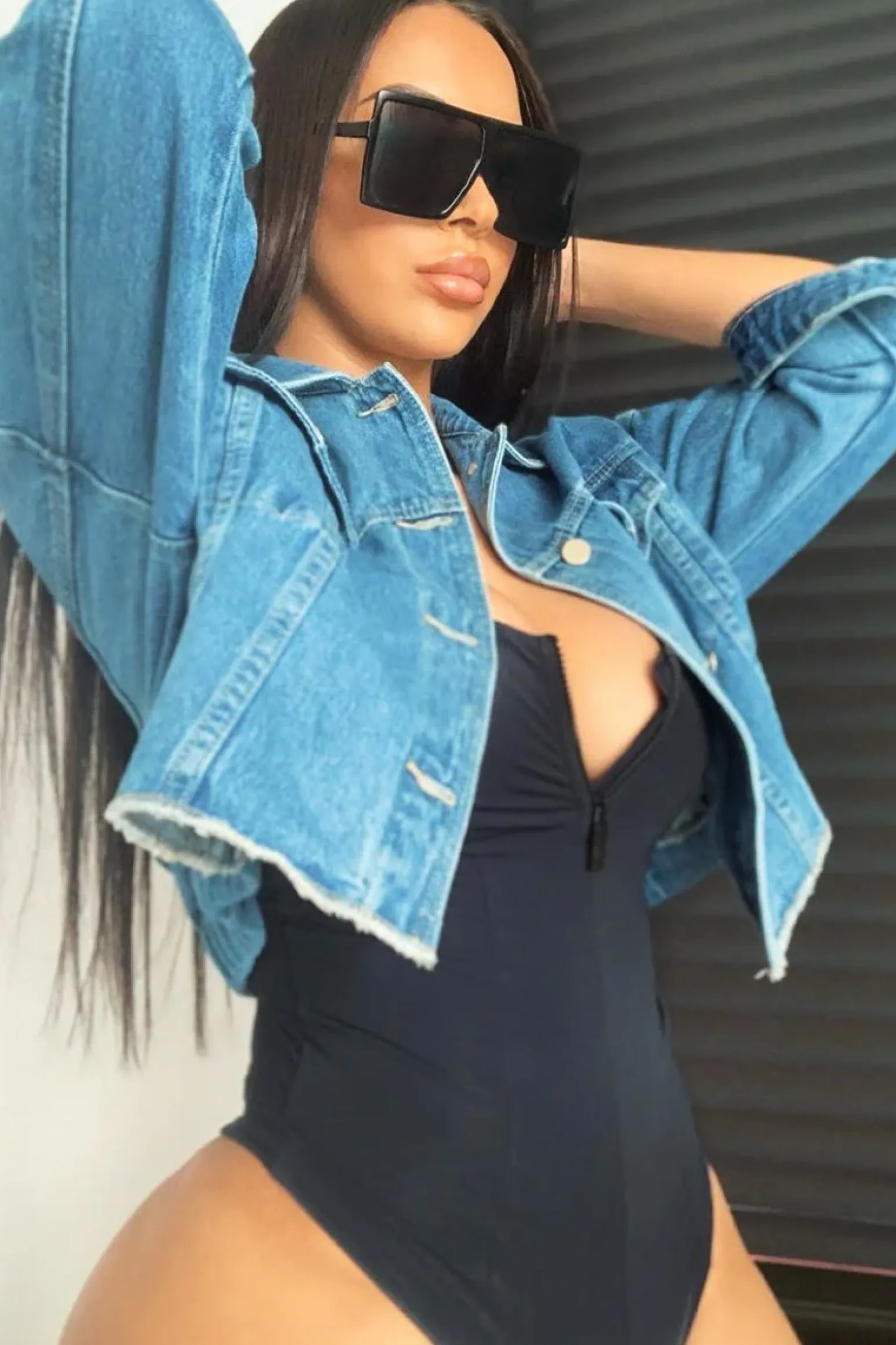 Rebellious Fashion Mid Wash Crop Denim Jacket - Austen