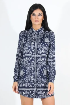 Rebellious Fashion Miley Navy Paisley Print Shirt Dress