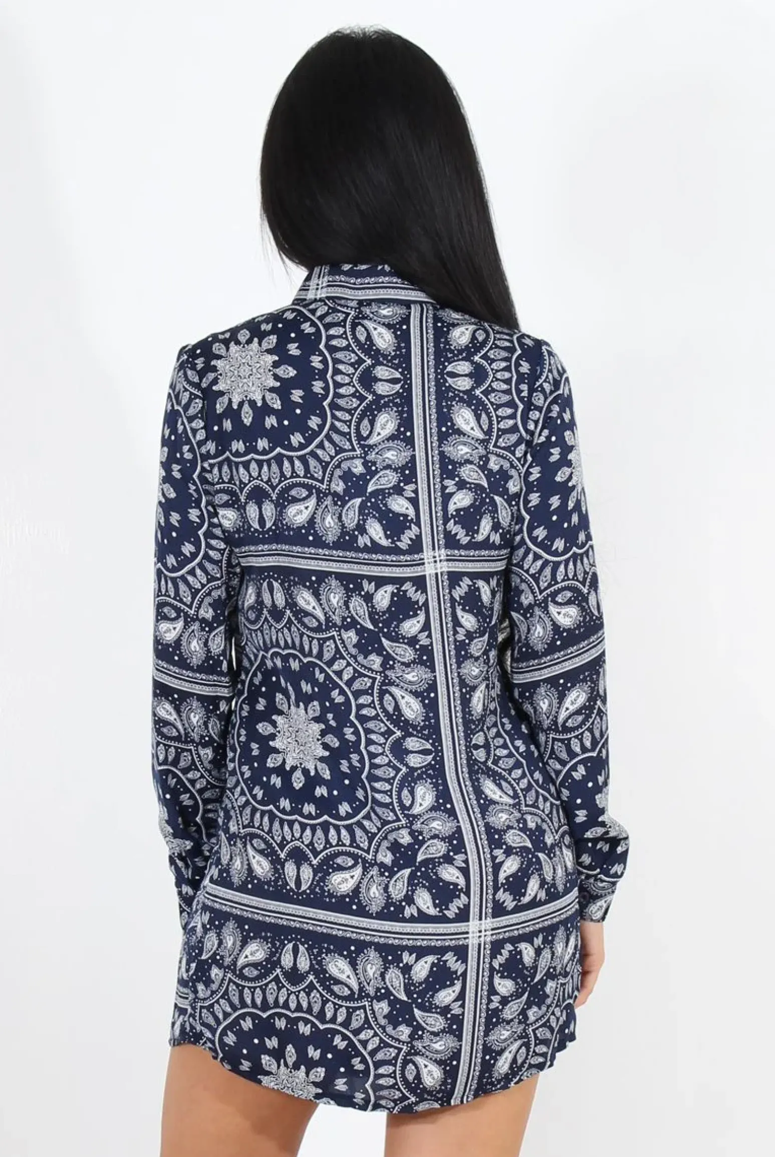 Rebellious Fashion Miley Navy Paisley Print Shirt Dress