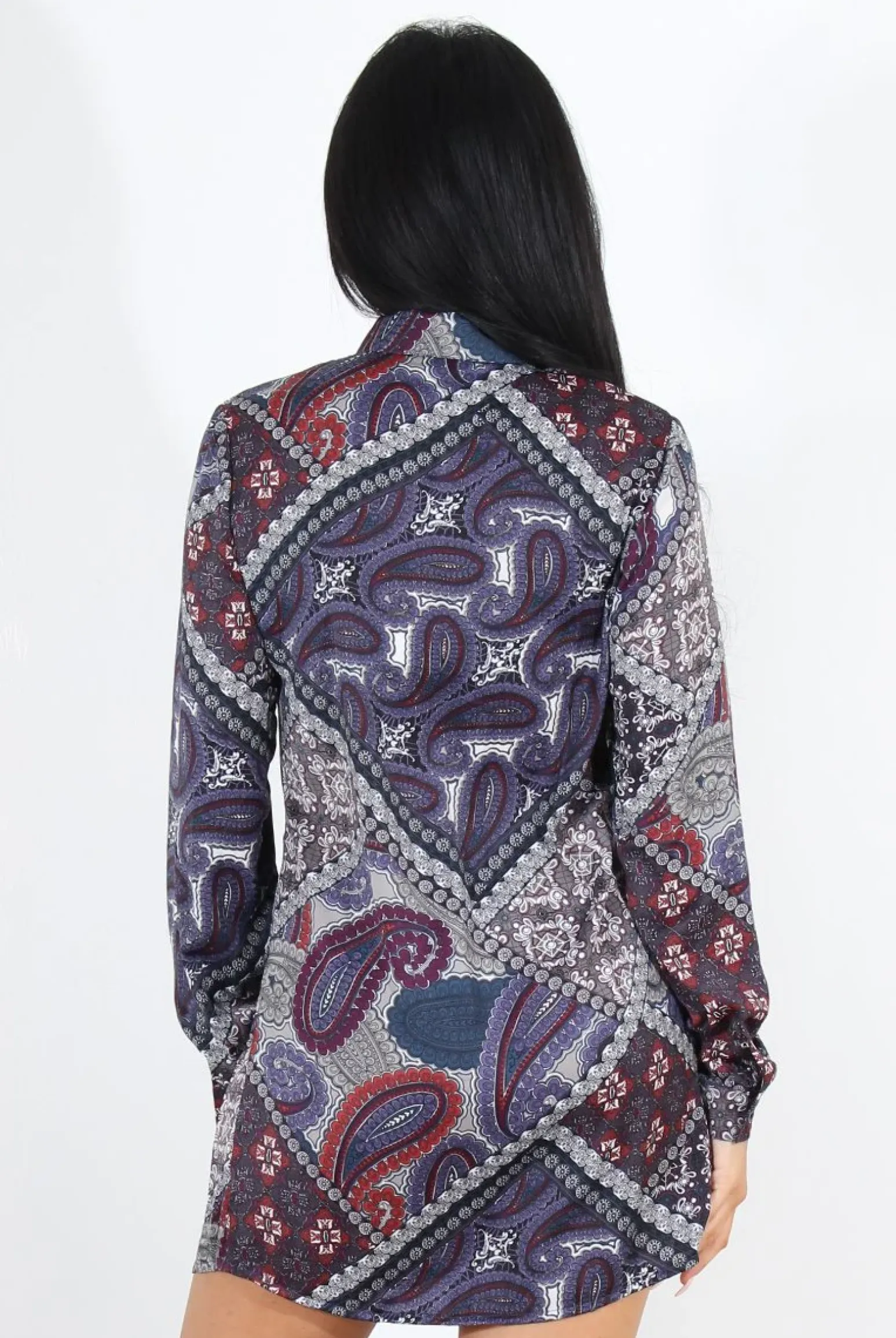 Rebellious Fashion Miley Purple Paisley Print Shirt Dress