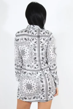 Rebellious Fashion Miley White Paisley Print Shirt Dress
