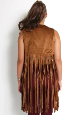 Rebellious Fashion Mimi Camel Suede Tassel Waistcoat
