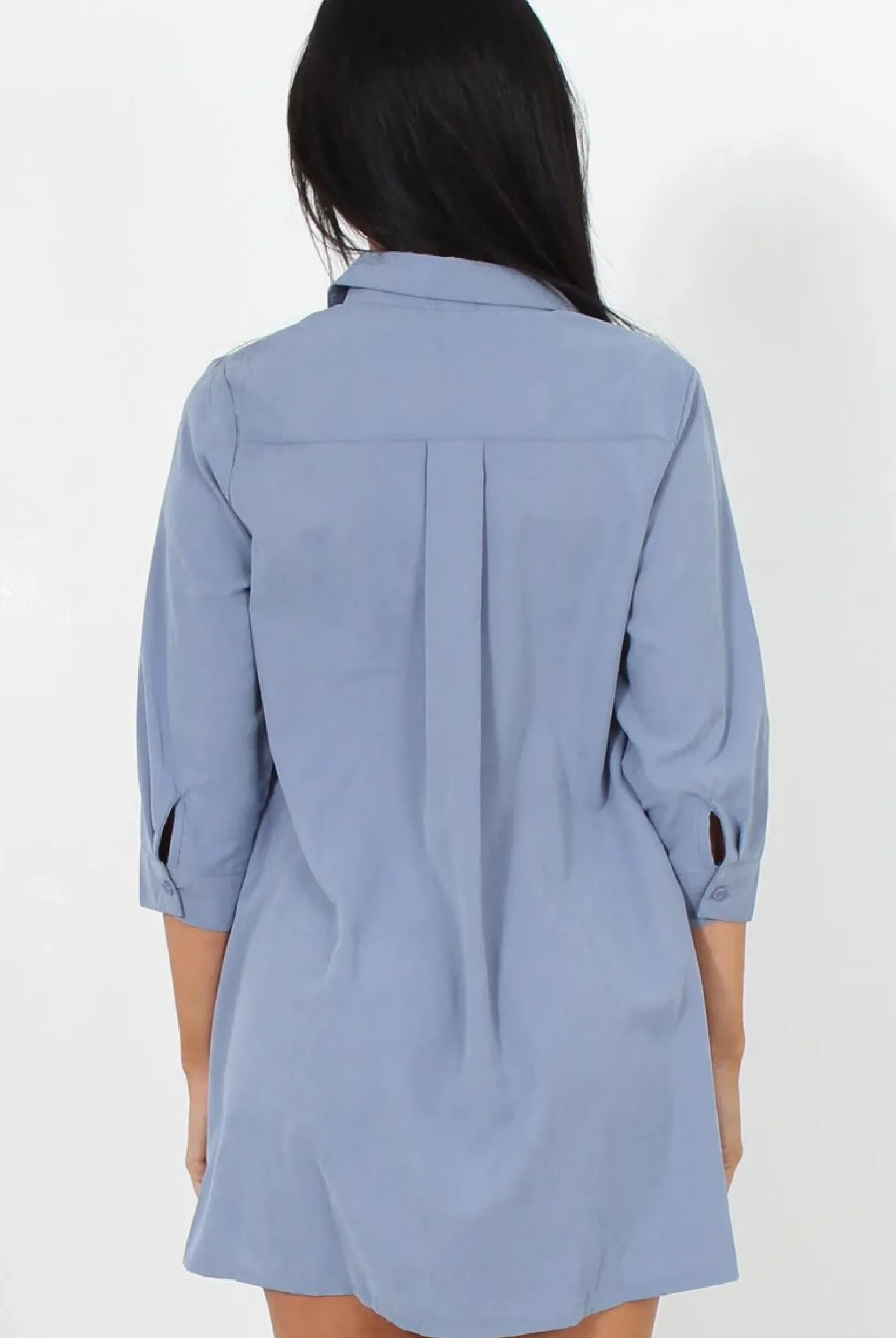 Rebellious Fashion Mina Blue Button Front Shirt