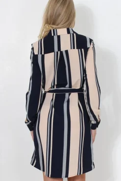 Rebellious Fashion Minnie Navy Striped Shirt Dress