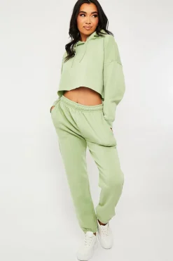 Rebellious Fashion Mint Cropped Oversized Hoodie and Joggers Co-ord - Karenza