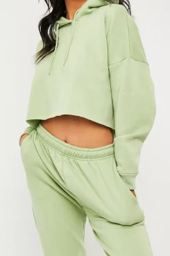 Rebellious Fashion Mint Cropped Oversized Hoodie and Joggers Co-ord - Karenza
