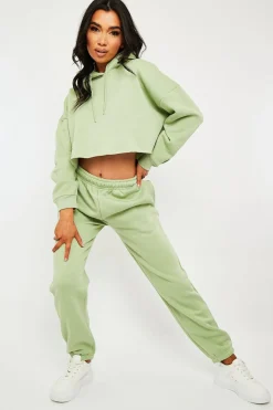 Rebellious Fashion Mint Cropped Oversized Hoodie and Joggers Co-ord - Karenza