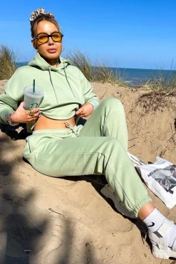 Rebellious Fashion Mint Cropped Oversized Hoodie and Joggers Co-ord - Karenza