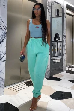 Rebellious Fashion Mint Front Piping Joggers - Jordyn