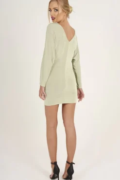 Rebellious Fashion Mint Green Batwing Cold Shoulder Mini Dress - Sonia