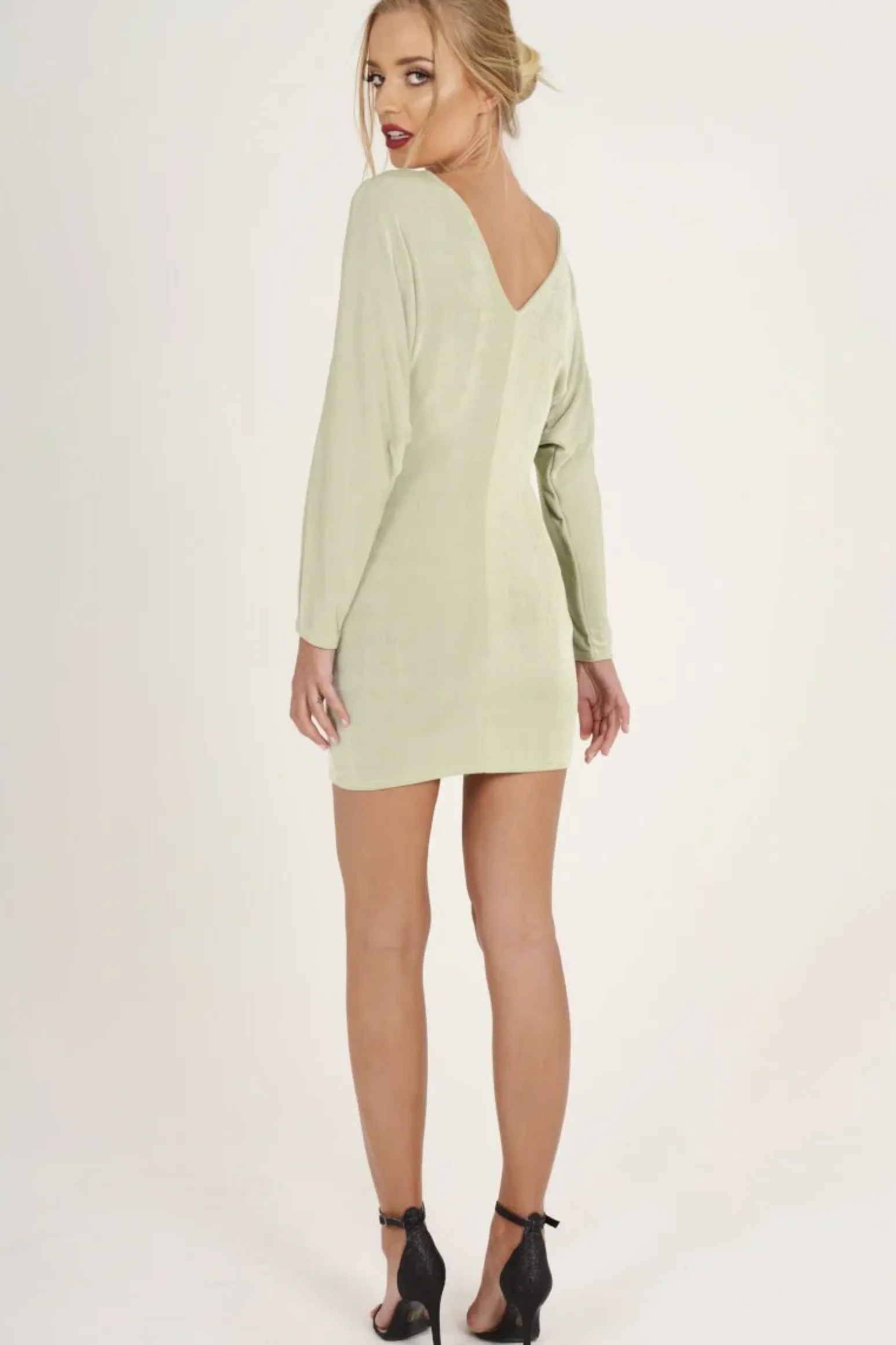 Rebellious Fashion Mint Green Batwing Cold Shoulder Mini Dress - Sonia