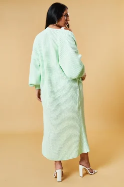 Rebellious Fashion Mint Longline Knit Maxi Cardigan - Ema