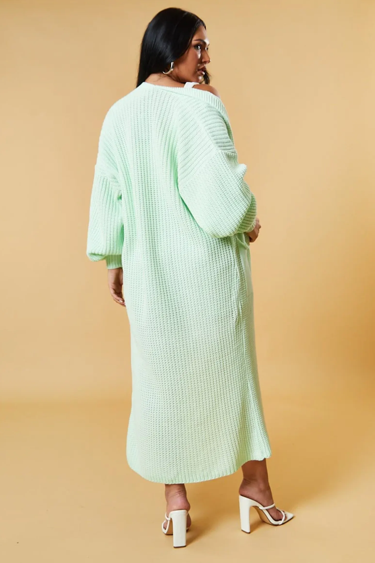 Rebellious Fashion Mint Longline Knit Maxi Cardigan - Ema