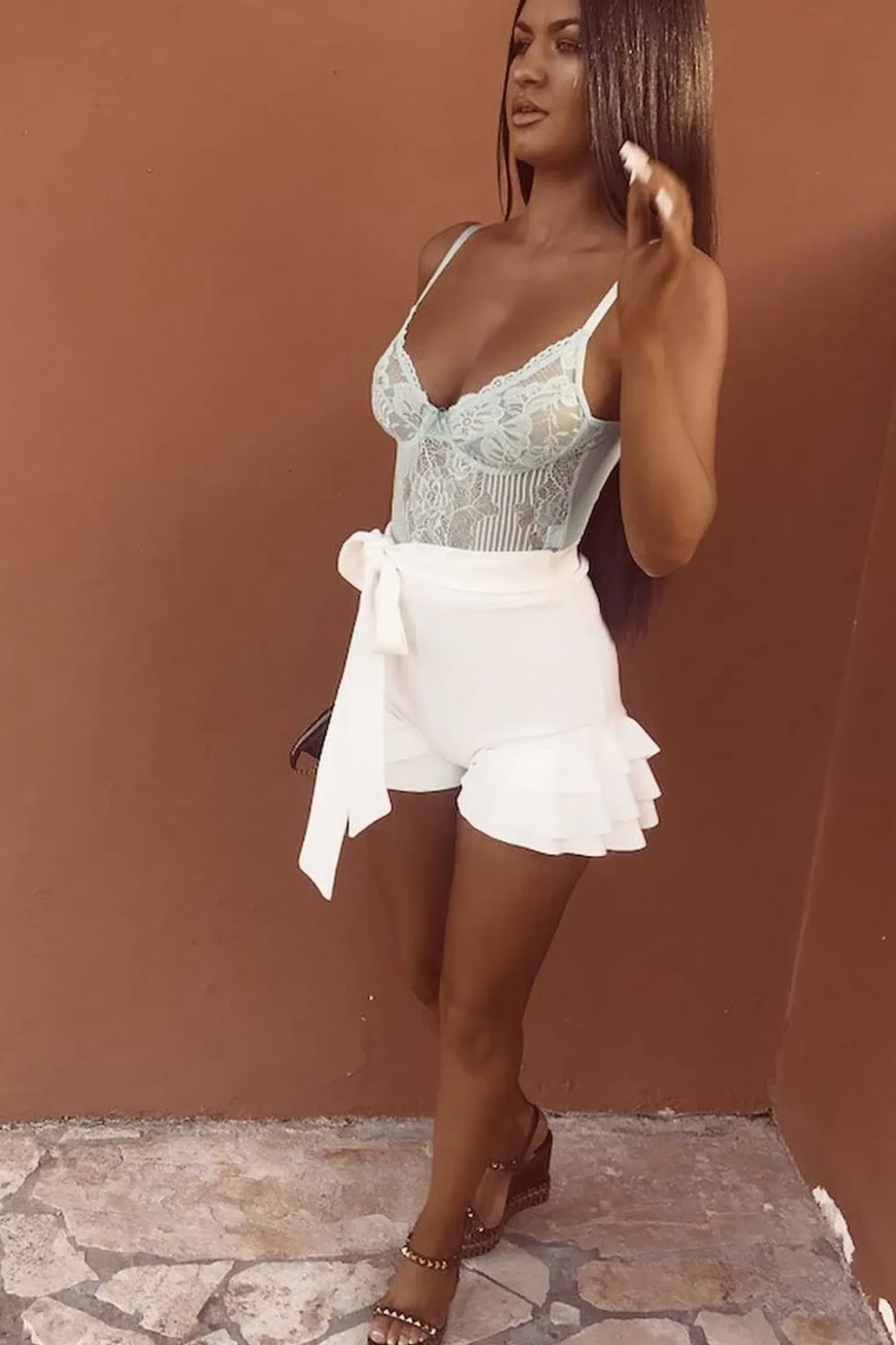 Rebellious Fashion Mint Sheer Lace Bodysuit - Katia