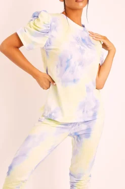 Rebellious Fashion Mint Tie Die Puff Sleeve Loungewear Co-ord - Okla