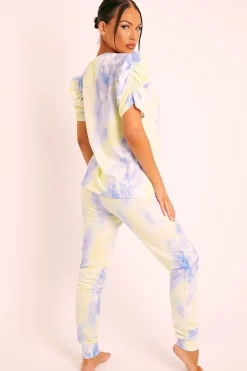 Rebellious Fashion Mint Tie Die Puff Sleeve Loungewear Co-ord - Okla