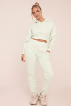 Rebellious Fashion Mint Zip Front Elasticated Detail Loungewear Co-ord Set - Carmel