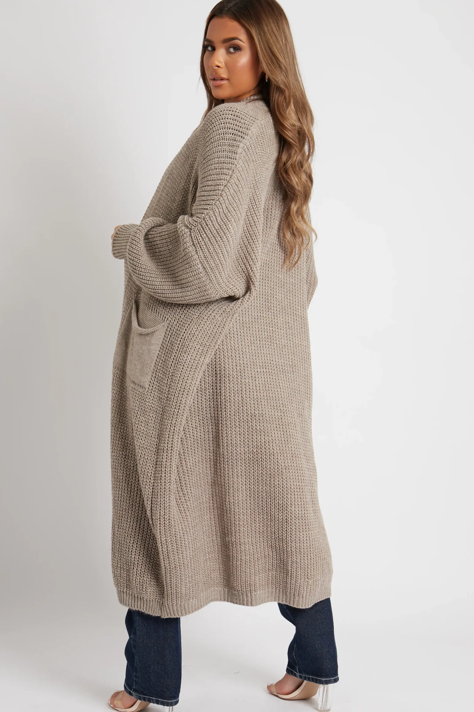 Rebellious Fashion Mocha Balloon Sleeve Maxi Knit Cardigan - Imara