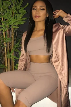 Rebellious Fashion Mocha Cropped Top and Leggings Co-Ords - Remini