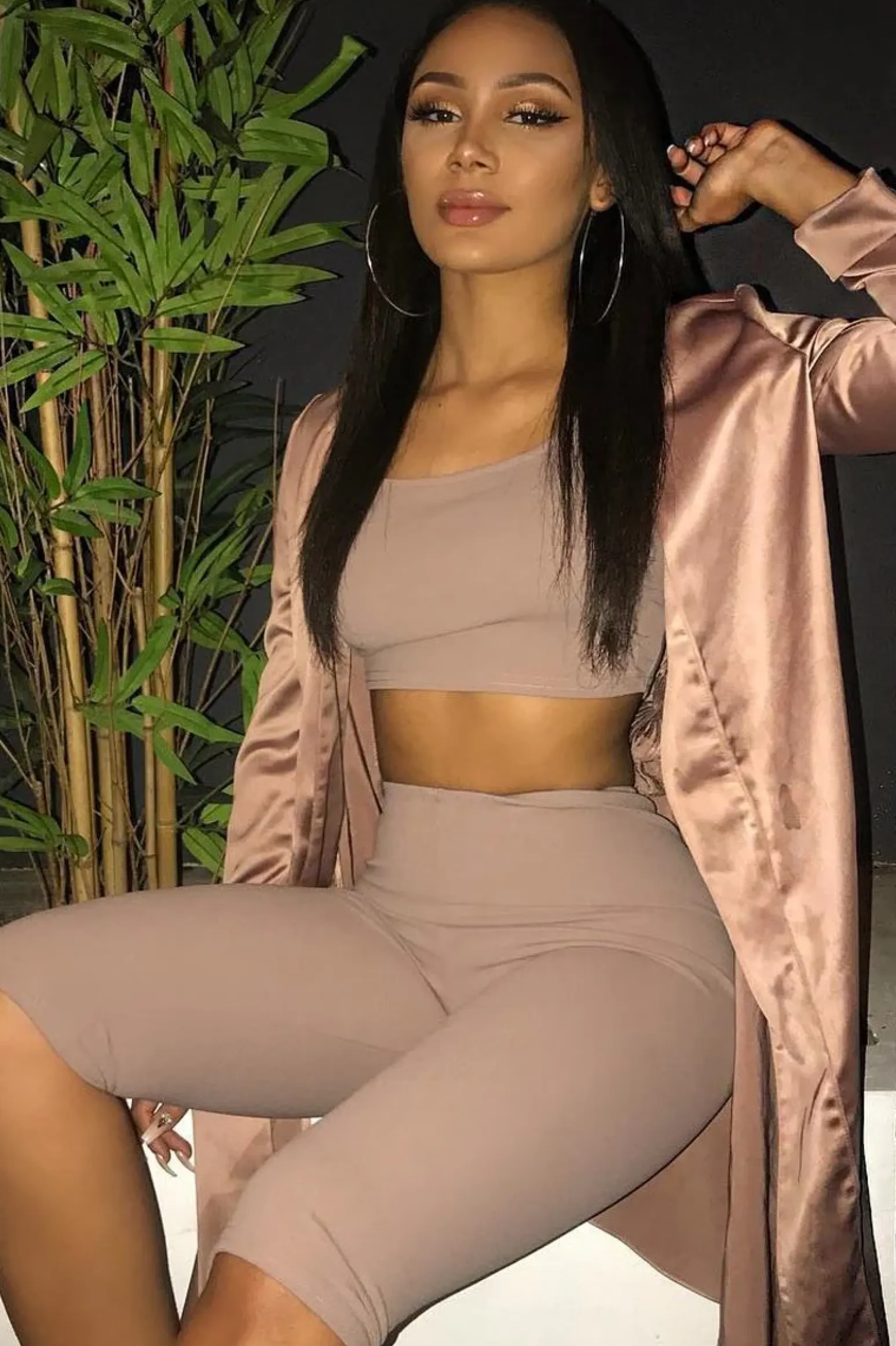Rebellious Fashion Mocha Cropped Top and Leggings Co-Ords - Remini