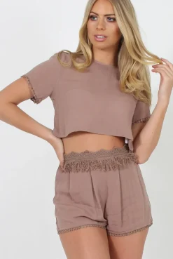 Rebellious Fashion Mocha Fringed Two Piece - Chai