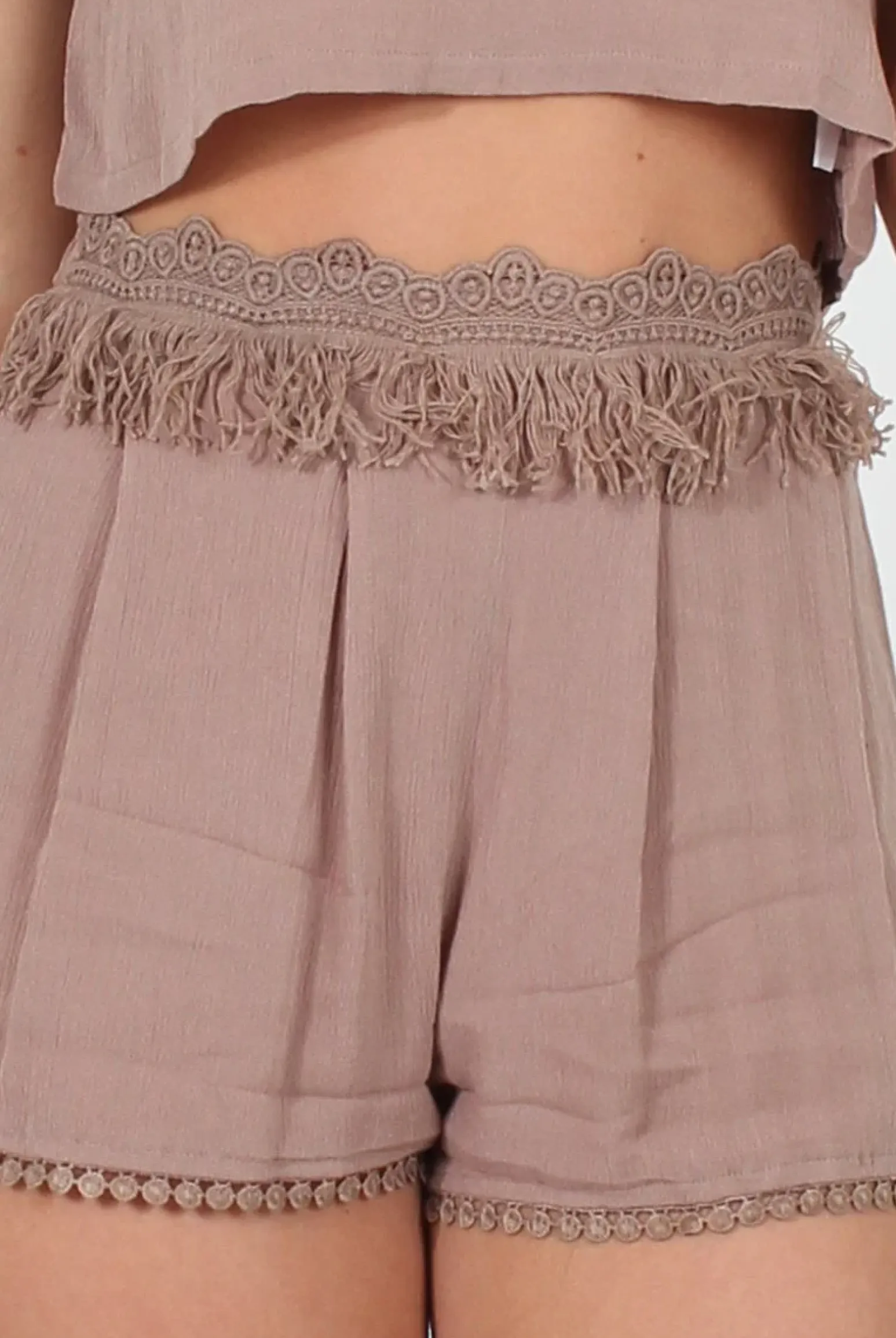 Rebellious Fashion Mocha Fringed Two Piece - Chai