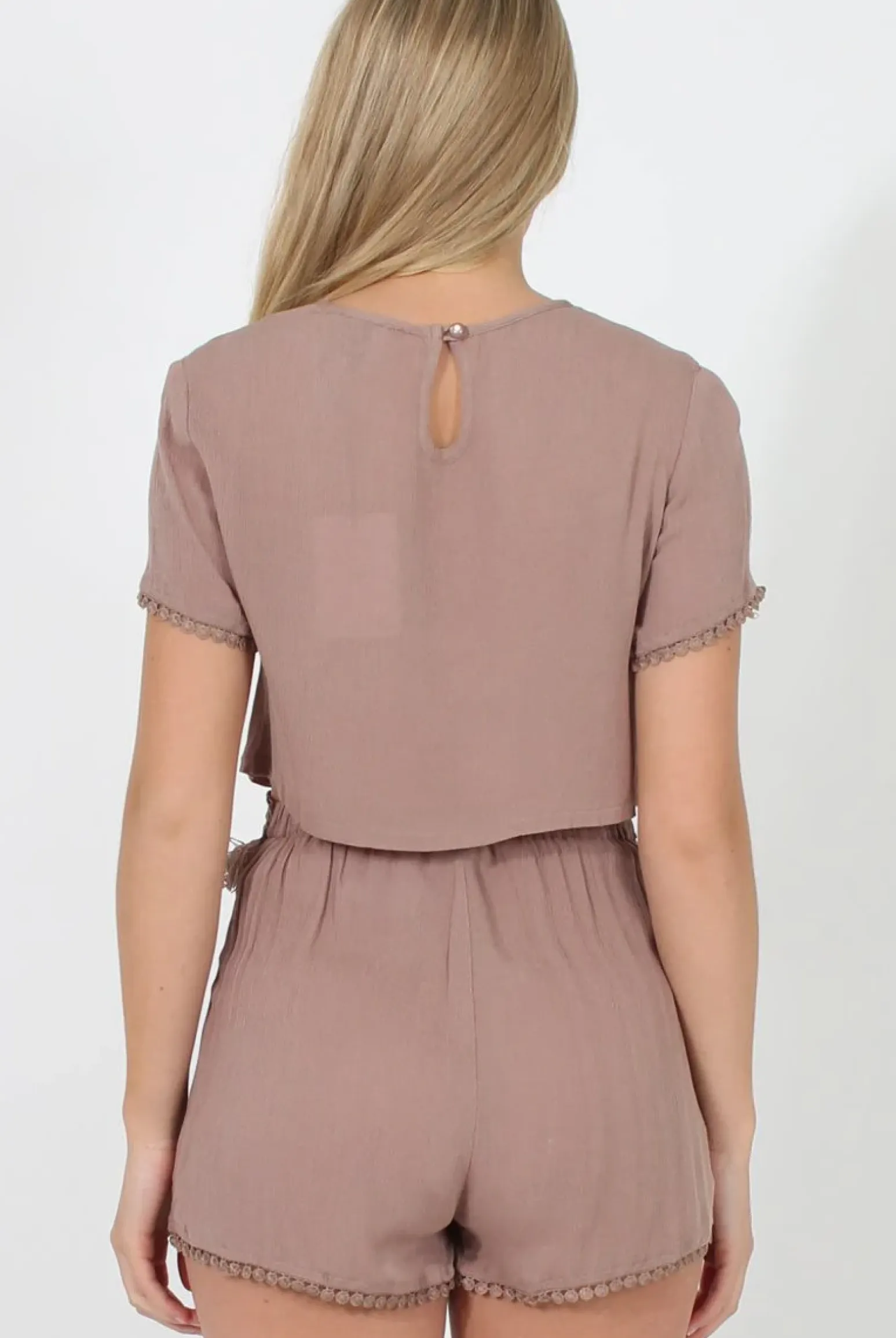 Rebellious Fashion Mocha Fringed Two Piece - Chai