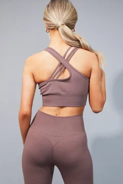 Rebellious Fashion Mocha Seamless Padded Sports Bra - Cassia