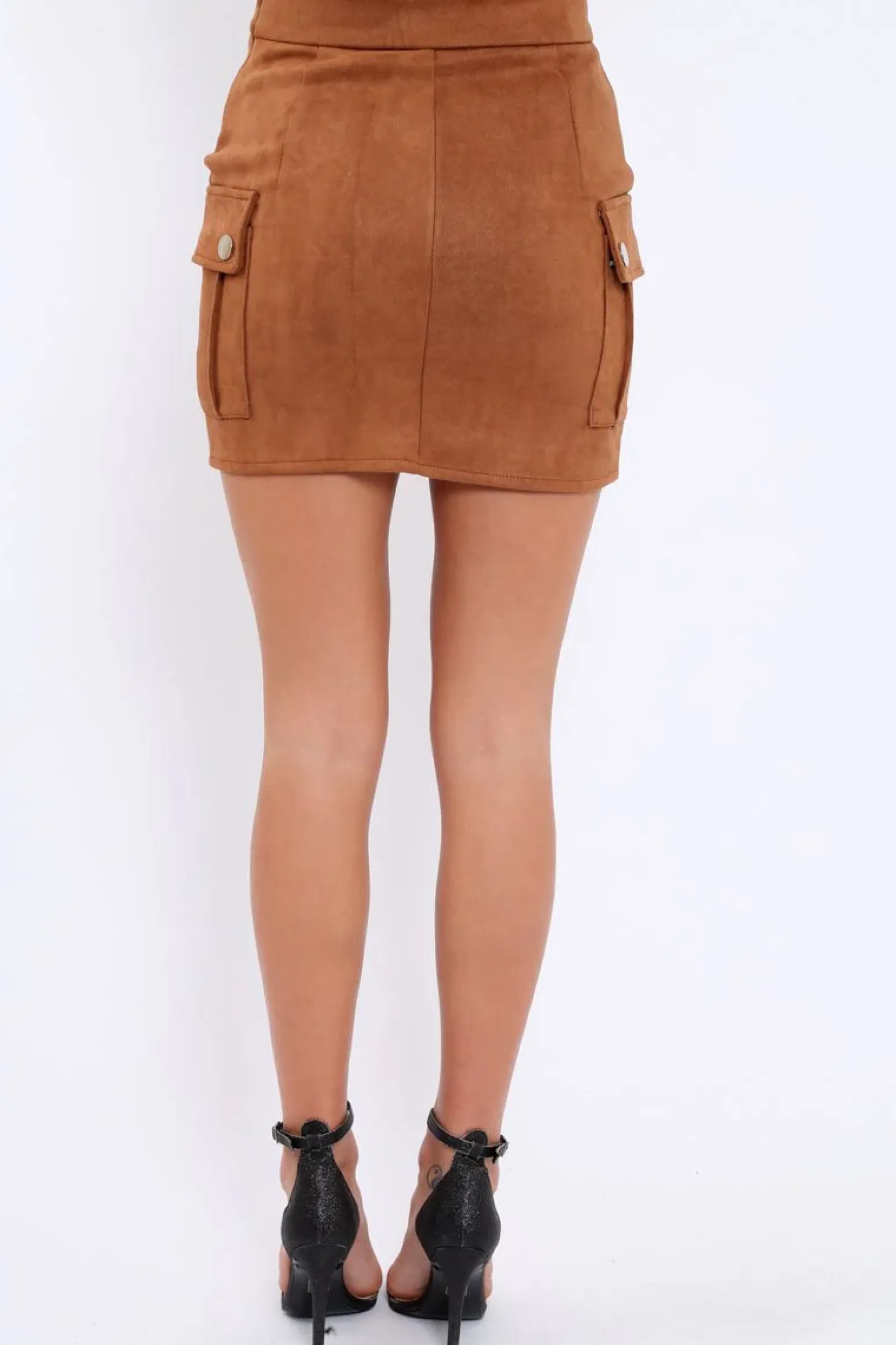 Rebellious Fashion Mocha Suedette Lace Up Skirt - Ressie