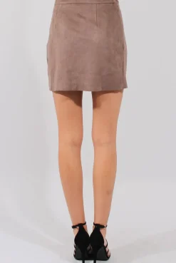 Rebellious Fashion Mocha Suede Wrap Around Skirt - Emory