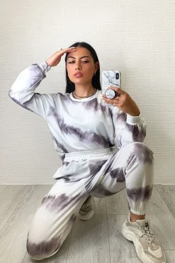 Rebellious Fashion Mocha Tie Dye Sweater and Joggers Co-ord - Lauralee